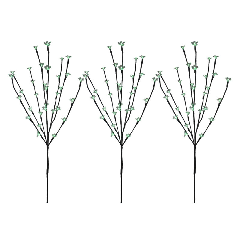 Branches d'arbres artificiels pré-éclairées 2,5 pi - lumières DEL, Vert, 72