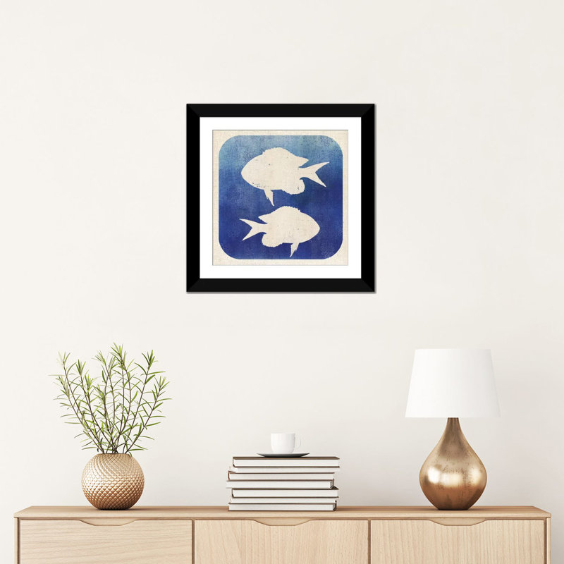 «Watangle Fish», reproduction d'impression sur toile, Papier d'art encadré noir, H 16 po x l 16 po x P 1 po, Blanc