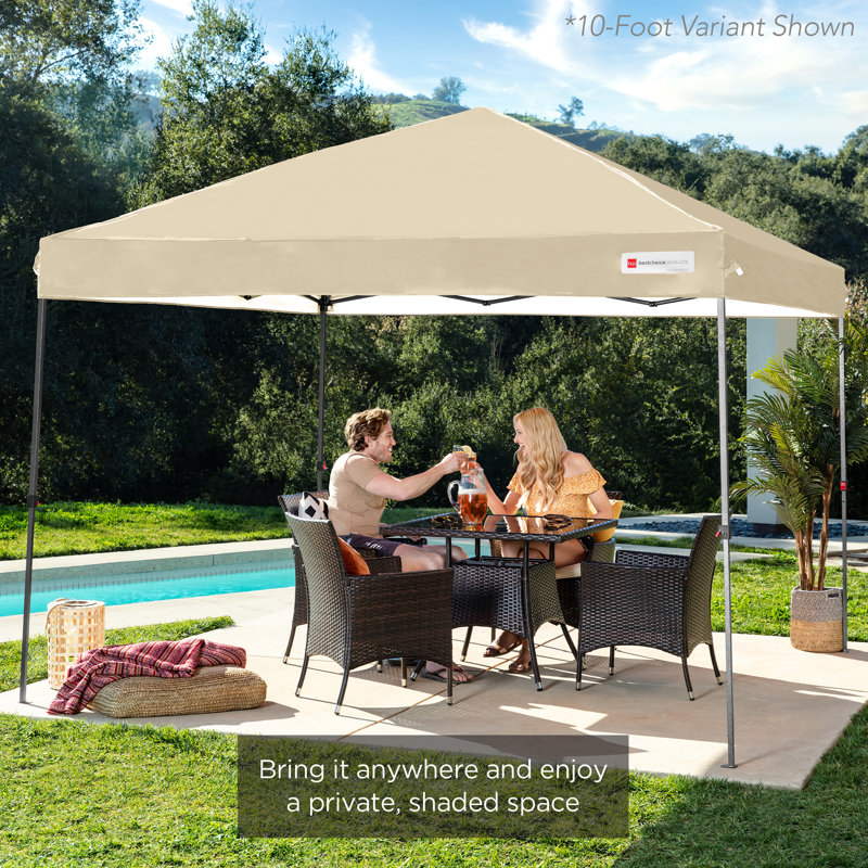 Best Choice Products Easy Setup Pop Up Canopy W/ 1-Button Setup, Wheeled Case, 4 Weight Bags, 12ft x 12ft, Sand