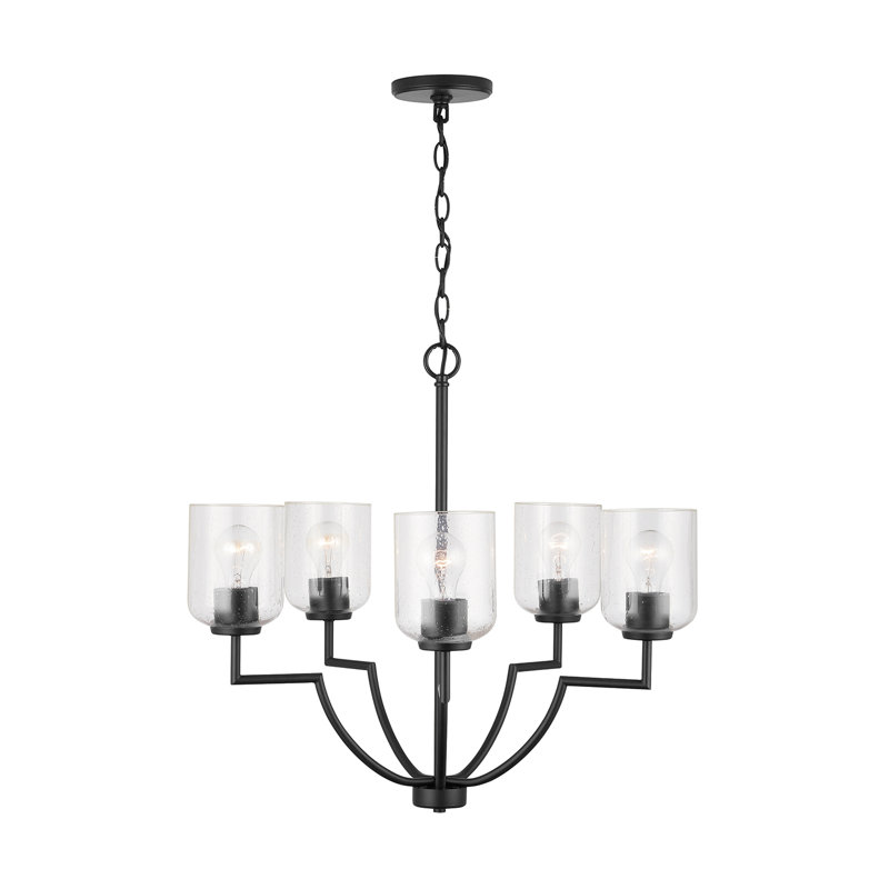 Lustre classique 5 lumières à abat-jour Carter, Noir mat