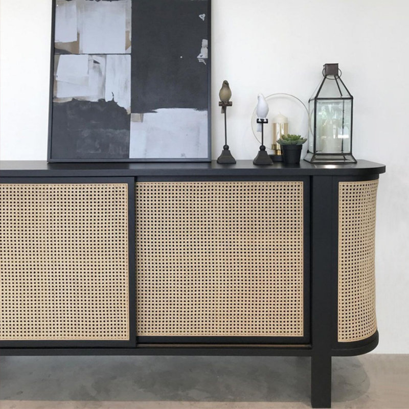 Buffet simple en osier, H 35,43 po x l 59,06 po x P 17,72 po, Noir