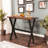 Bar Table, 47.3"L×41.3"H Bar Height Pub Table High Top Rectangular Sofa Console Table Kitchen Dining Coffee Table, For Narrow Space, Living Room, Indoor, Rustic Brown Wood, Industrial Black Metal