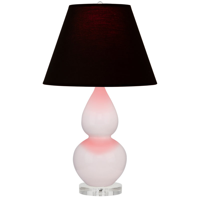 Petite lampe d'appoint à double gourde, Encre noire avec doublure rose rouge, Eau de rose