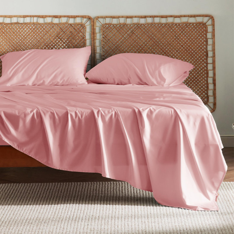 Essential Collection Cooling Rayon Derived from Bamboo Sheet Set, King Sheet Set with 2 Pillowcases, Blush Pink