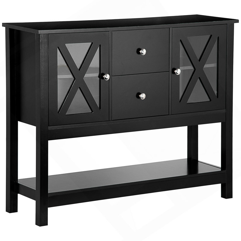 39.25'' Wide 2 Drawer Sideboard,Dining cabinet,Office credenza, Black
