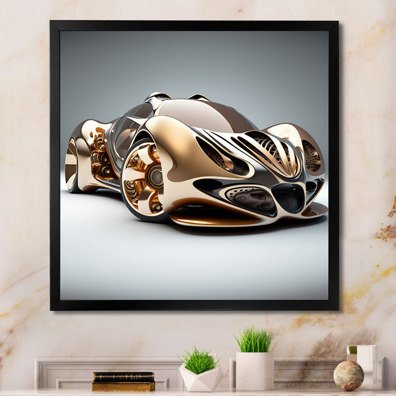 Futuriste Bugatti Design I - reproduction sur toile, Toile avec cadre photo noir, H 16 po x l 16 po x P 1 po