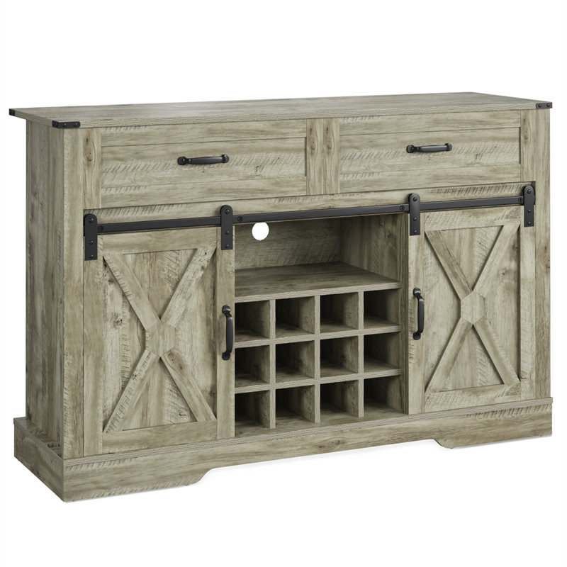 Armoire de rangement pour bar à vin réglable 52 po Prue, Gris clair