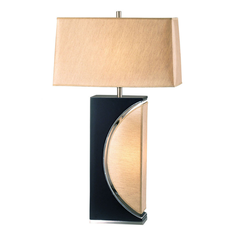 Half Moon Table Lamp with Nightlight feature - 30", Dark Brown & Brushed Nickel, 4-Way Rotary switch