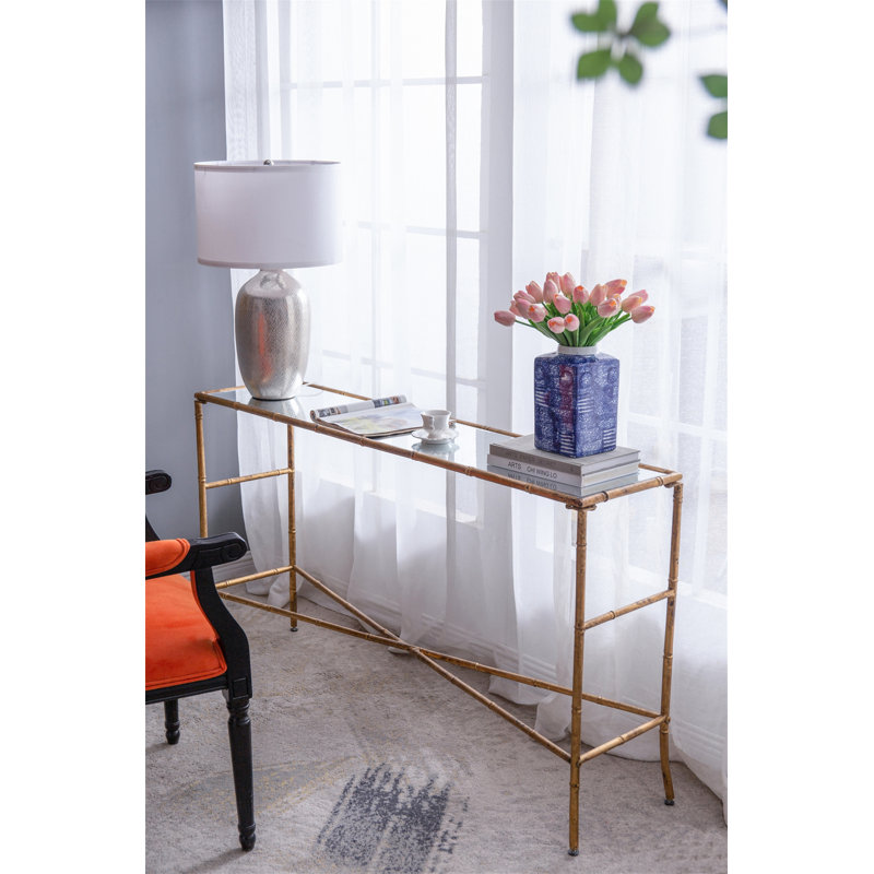 56.5x14x30" Antique Gold Console Table
