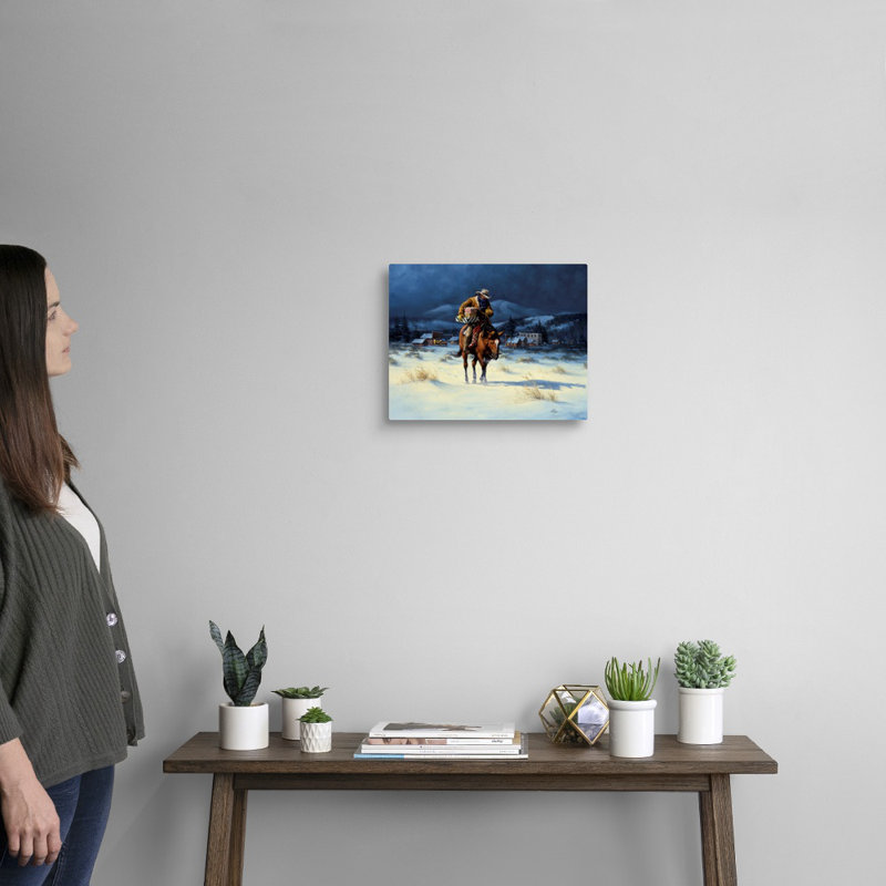«Bringing Christmas Home» par Jack Sorenson - reproduction d'art sur toile, H 11 po x l 14 po x P 1,25 po, Toile tendue