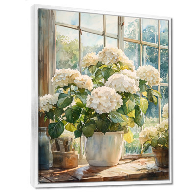 Hortensias dans la ferme serre II - hydrangées, art mural