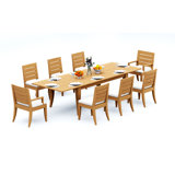 6 Seats 7 Pcs Grade-A Teak Wood Dining Set: 122" Atnas Double Extension Rectangle Table And 6 Atnas  Chairs (2 Arm & 4 Armless Chairs) #11AT2802