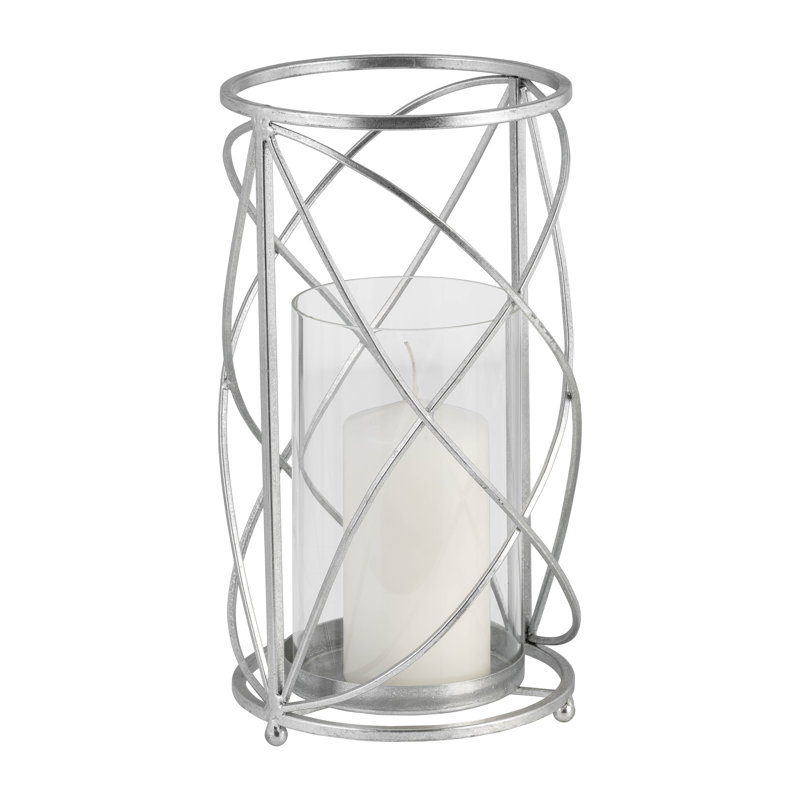 Silver Metal 13" Tabletop Hurricane Candle Holder