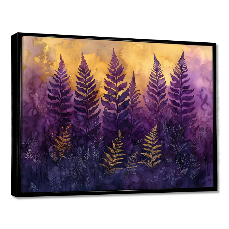 Imar Dreaming Ferns In Purple Mist, surréalisme V - art mural fougères, Noir, noir, noir, noir, Impression encadrée flottante