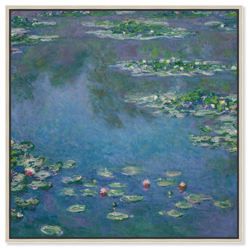 Toile «Monet Water Lilies» par Art Remedy, H 13 po x l 13 po, Noir, Cadre flottant