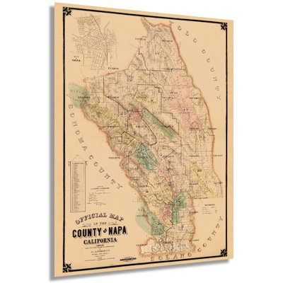 HISTORIX carte de Napa rétro de 1895 - carte rétro de 18 po x 24 po de Napa en Californie - carte du vieux comté de Napa en Californie - art mural historique de Napa - affiche de Napa