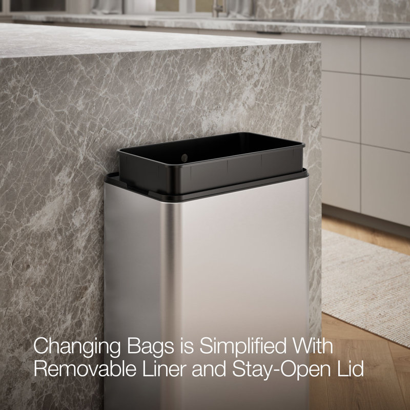 13-Gallon Touchless Stainless Steel Trash Can, Stainless