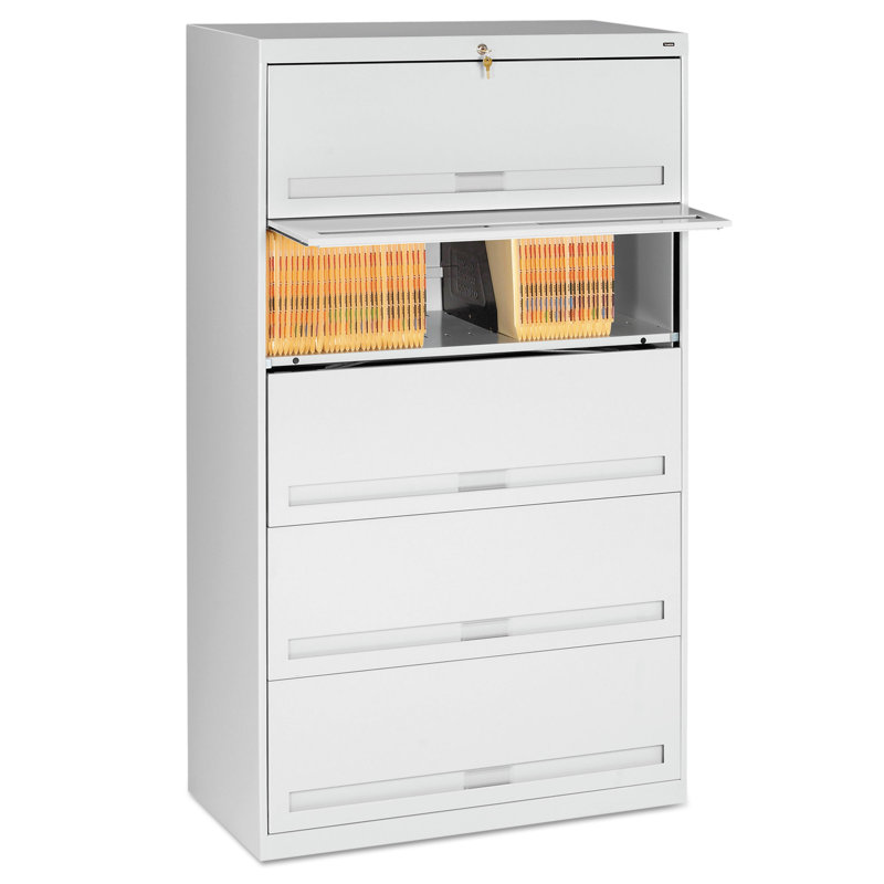 White 5-Drawer Lockable Steel Lateral File Cabinet