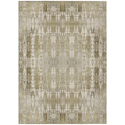 9' X 12' Beige Ivory And Tan Moroccan Washable Indoor Outdoor Area Rug