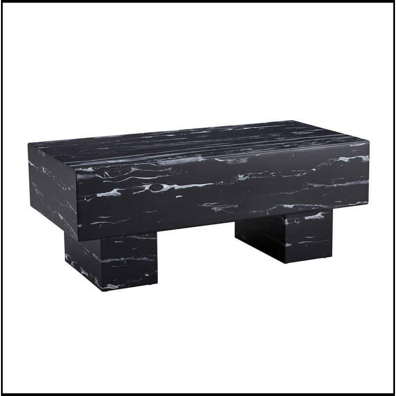 The Black Coffee Table Has Patterns. Modern Rectangular Table, Suitable For Living Rooms And Apartments. 43.3"*21.6"*17.2"