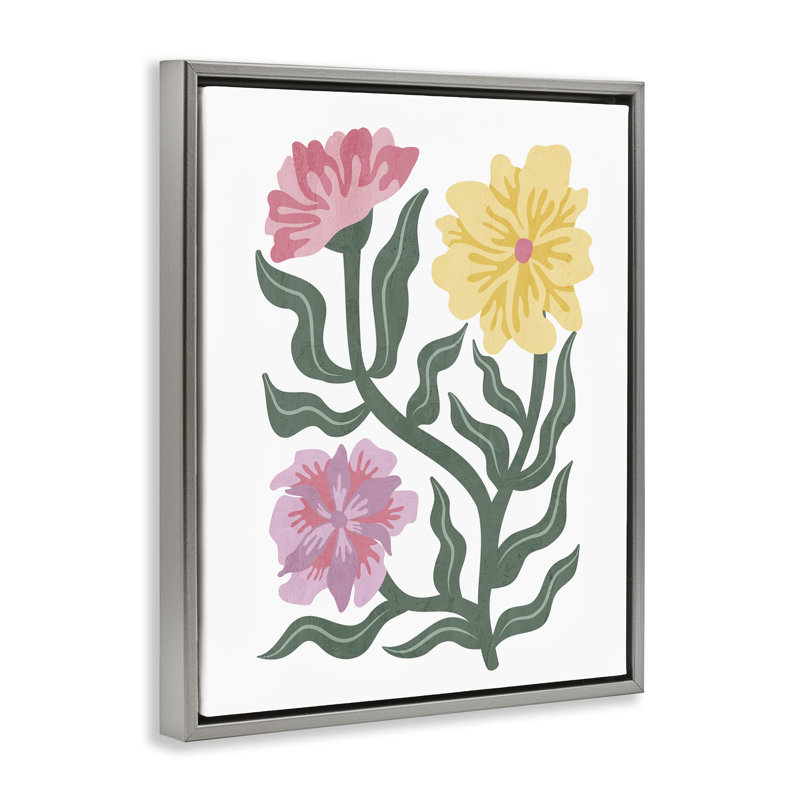 Cadre moderne à fleurs flottantes avec feuilles incurvées, design par Kim Allen, H 31 po x l 25 po