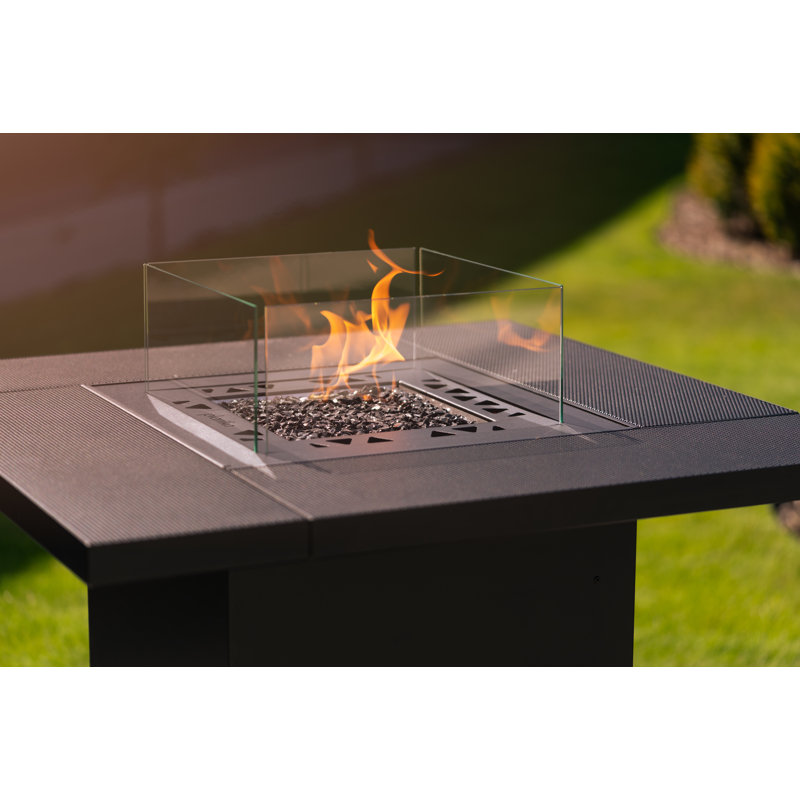Planika -  Square Table High Gas Fire Pit With Attachable Table