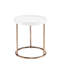 21.23" White Side Table With Copper Legs And Acrylic Rim Edge Compressed Wood Top