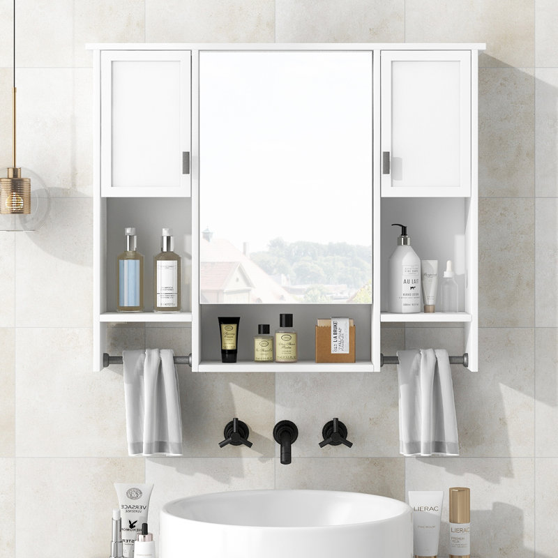35'' X 28'' Modern Wall Mounted Bathroom Storage Cabinet, White