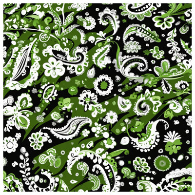 Green Black Paisley Floral Comforter
