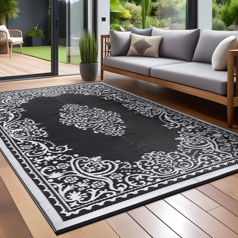 Tapis intérieur / extérieur rectangulaire en polypropylène à poils longs Aldo, Rectangle 5 pi 9 po x 8 pi 9 po
