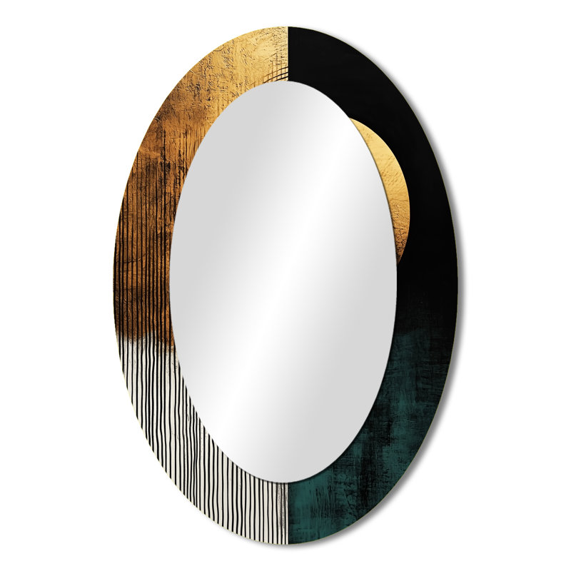 Golden Dark Moon Boundless Reverie - Modern Oval Wall Mirror, 36" x 24"