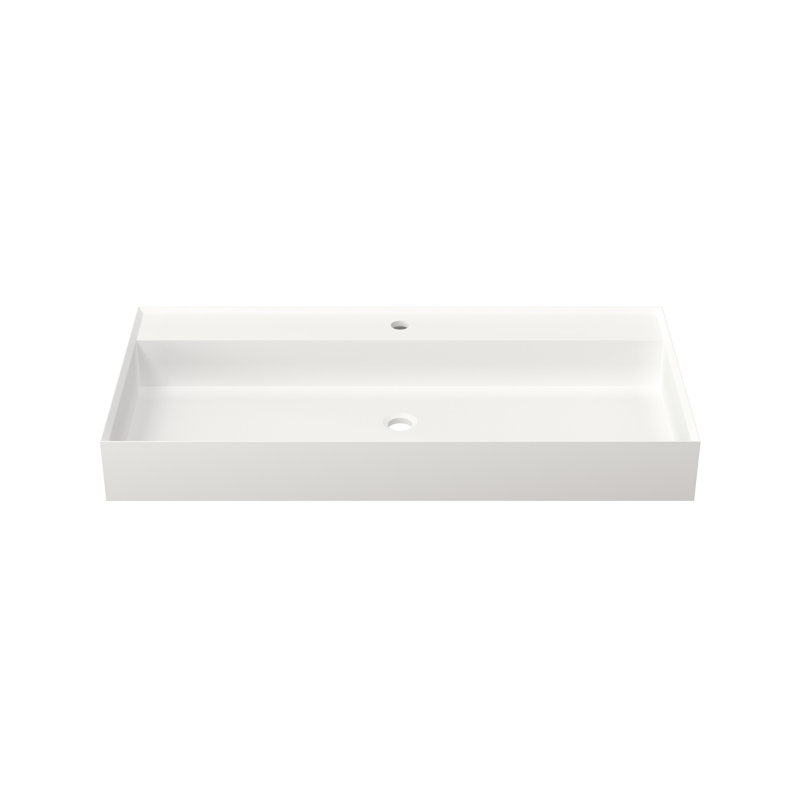 Lavabo pour salle de bain à surface solide en résine pierre, blanc mat, 19,46 po de largeur, 4,6 po de hauteur, 43,31 lb, conçu pour une utilisation confortable, aux égratignures, meuble-lavabo à finition de bord sans couture d'une profondeur de 40,46 po, convenant à divers
