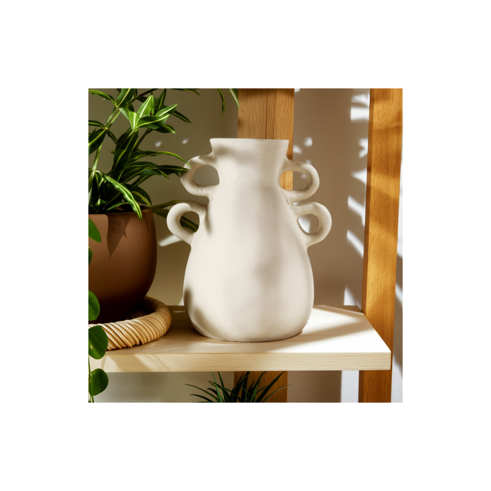 Kenshin Handcrafted 12" H Terracotta Table Vase , Ivory