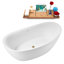 68.5" Streamline Soaking Glossy White Freestanding Tub and Tray With Internal Drain-101413397