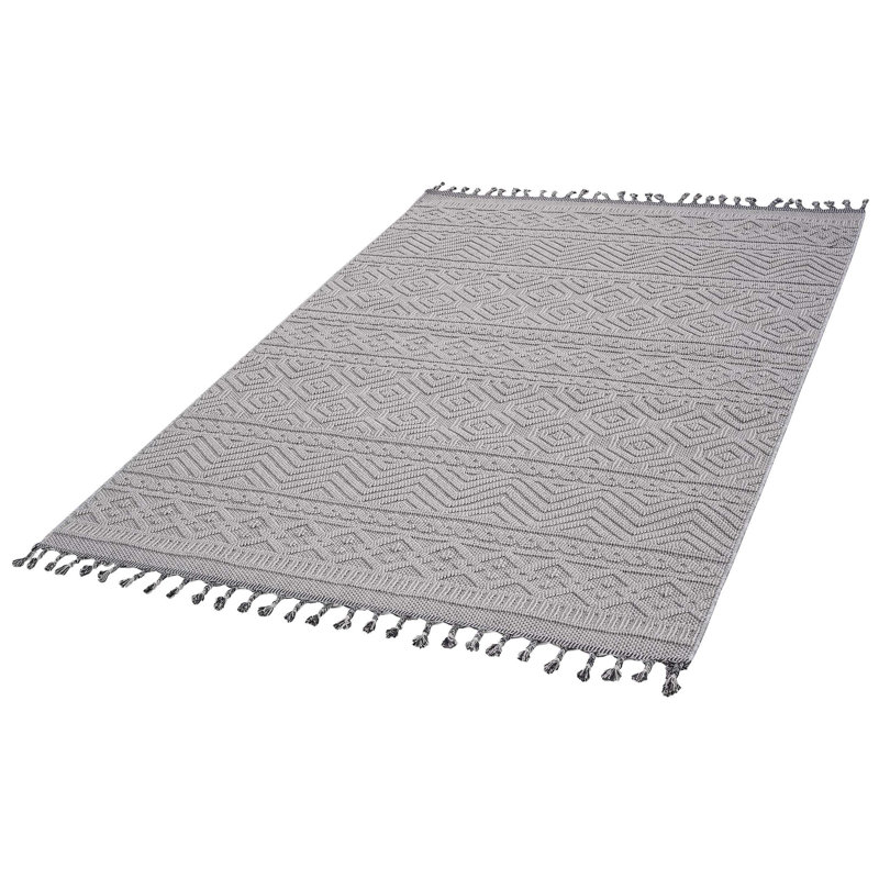 Collection Geometric Indoor/Outdoor Area Rug, White, Rectangle 7'9" x 10'