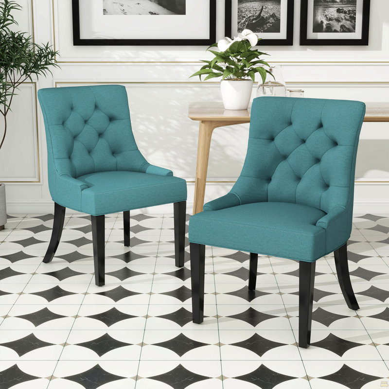 Dining Chair( Set Of 2 ), Fabric Teal