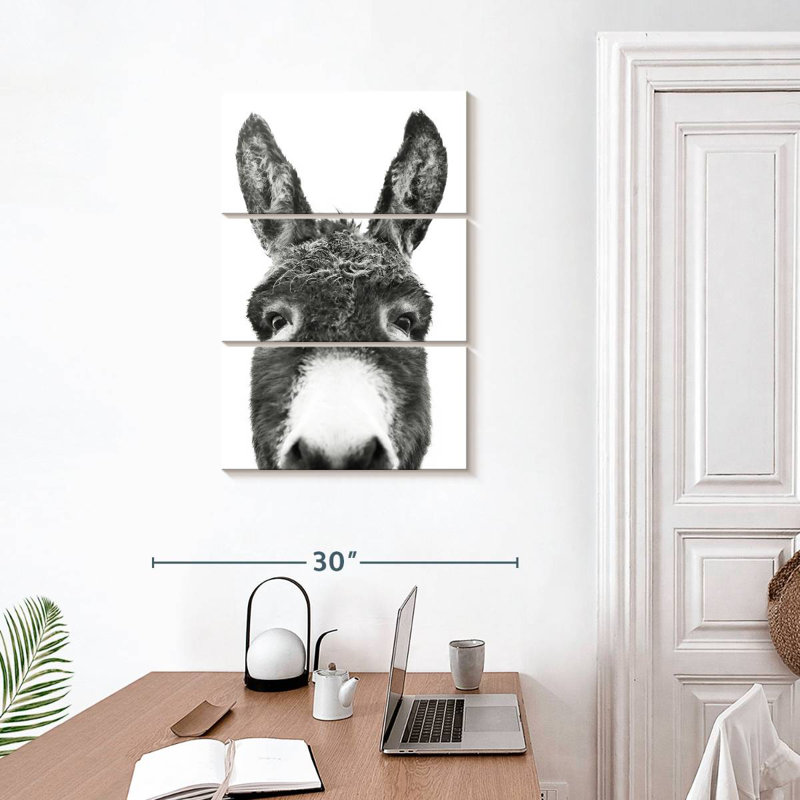Peeking Donkey In Black And White, 32" H x 20" W