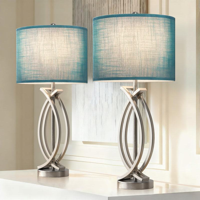 Burholme 26" Niclel Metal Industrial Table Lamp with 3-way Dimmable Light for Bedroom Nightstands, Living Rooms and Desks