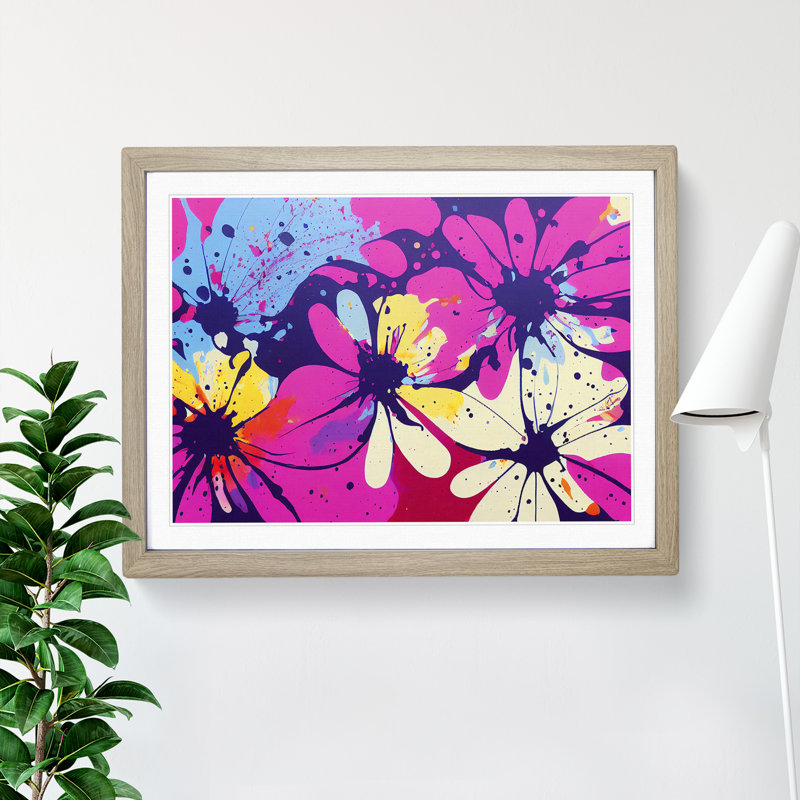 Unbelievable Flower Splash Abstract - Framed Print, 25cm H x 34cm W x 2cm D, Oak