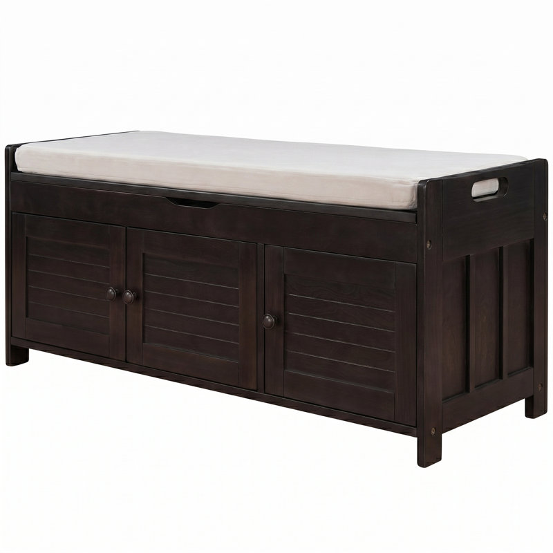 Banc de rangement rembourré avec armoire, Espresso