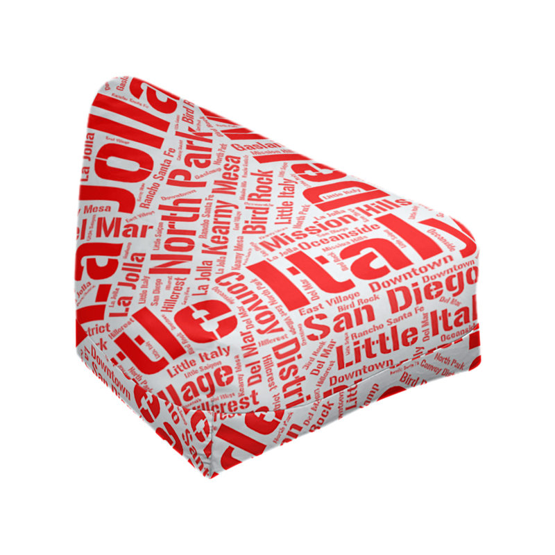 Classic Bean Bag, 30" H x 27" W x 25" D, San Diego, Red Polyester Blend