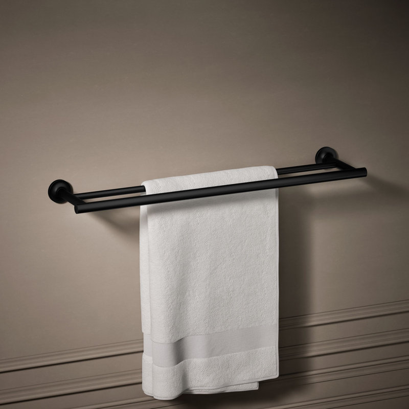 Purist® Double 24" Wall Mounted Towel Bar, Matte Black