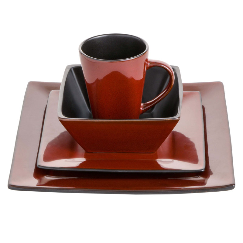 Kiesling 16 Piece Dinnerware Set, Red