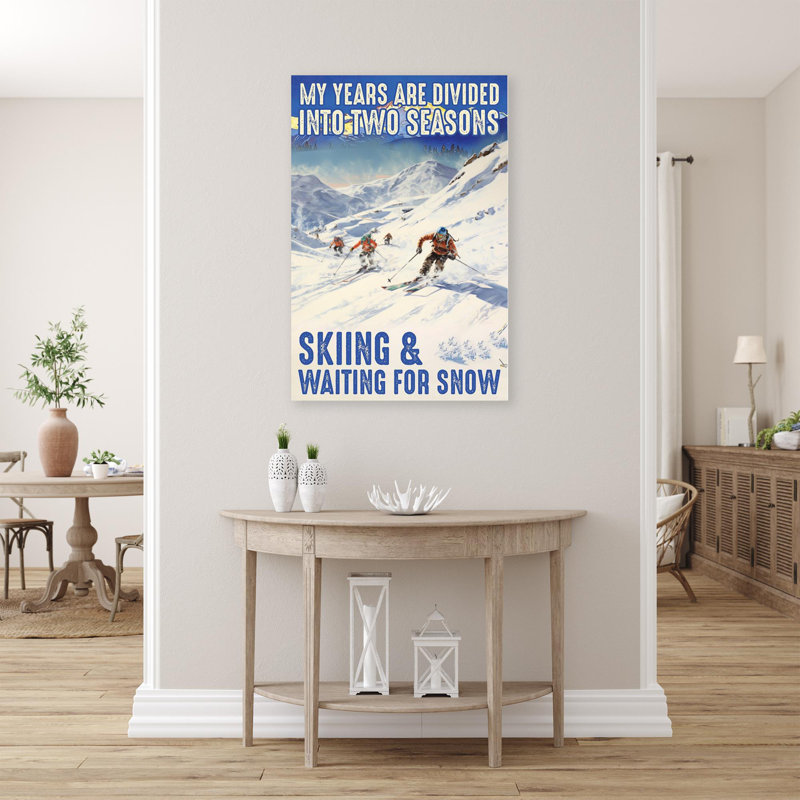 «Alyis Skiing and Waiting For Snow - 1 pièce», reproduction d'art graphique sur toile tendue, L 16 po x H 20 po