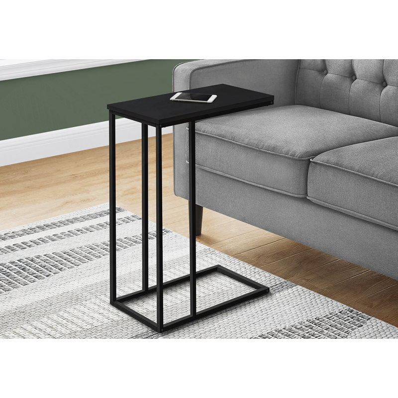 Table d'appoint, en forme de C, bout, côté, collation, stratifié, métal, contemporain, moderne, Noir