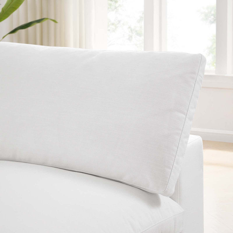 Commix Down Filled Overstuffed 4 Piece Sectional Sofa Set, Pure White Polyester Blend