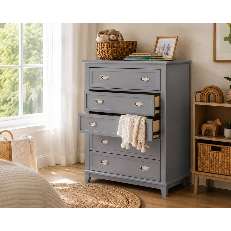 Beckett 36.5" Modern 5-Drawer Chest , Gray
