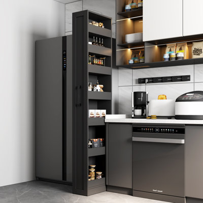 7 Tier Pull-out Multi-tier Storage Shelf – Single-sided Open Design, Multi-functional For Kitchen/living Room/narrow Spaces, Steel Frame