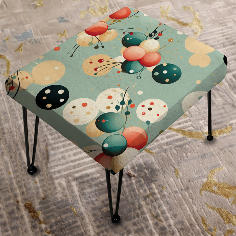 Coral and Blue Elegant Polka Dots Bliss - Repose-pieds rectangulaire à pois