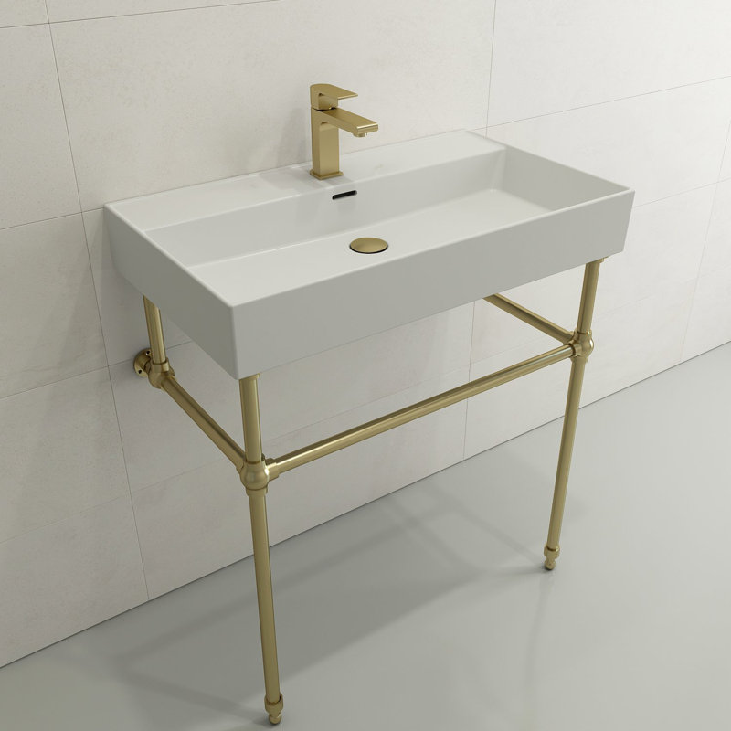 Milano 31.69'' L Bathroom Sink, Matte White, Single-Hole
